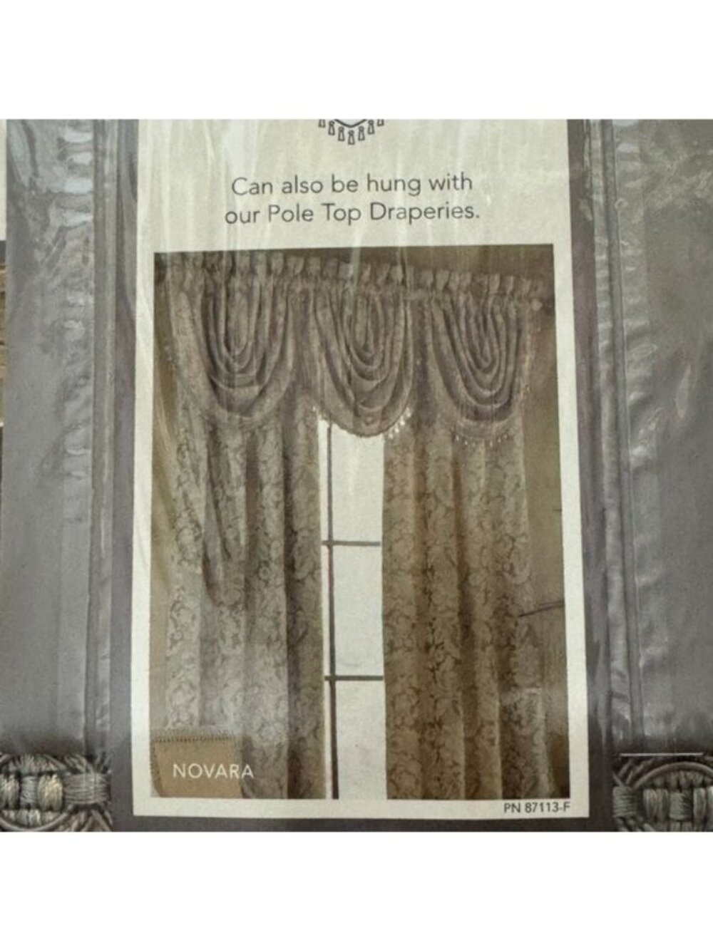 Croscill Waterfall Window Swag Valance 49"W x 33"L Novara 6642 Gray Tan Damask